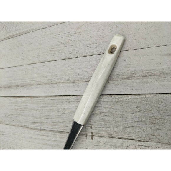 Maynard Stainless Serving Slotted Spoon  11" Vintage White Handle - Picture 5 of 6